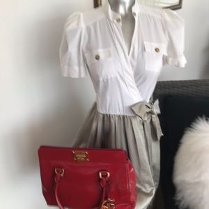 Sweet DVF wrap dress in white and a beautiful soft gray-green shade.